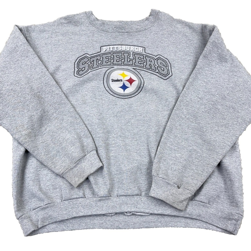 Vintage Pittsburg Steelers Sweatshirt Men XL Crewneck Sweater Y2K Grunge Stains*